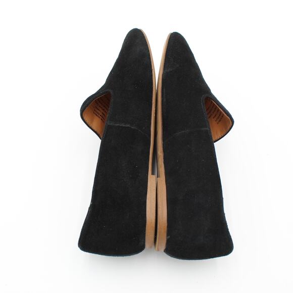 J Crew Suede Loafer Womens 7.5 Black Leather Minimalist Ballet Flat Slip On Shoe - Picture 5 of 9